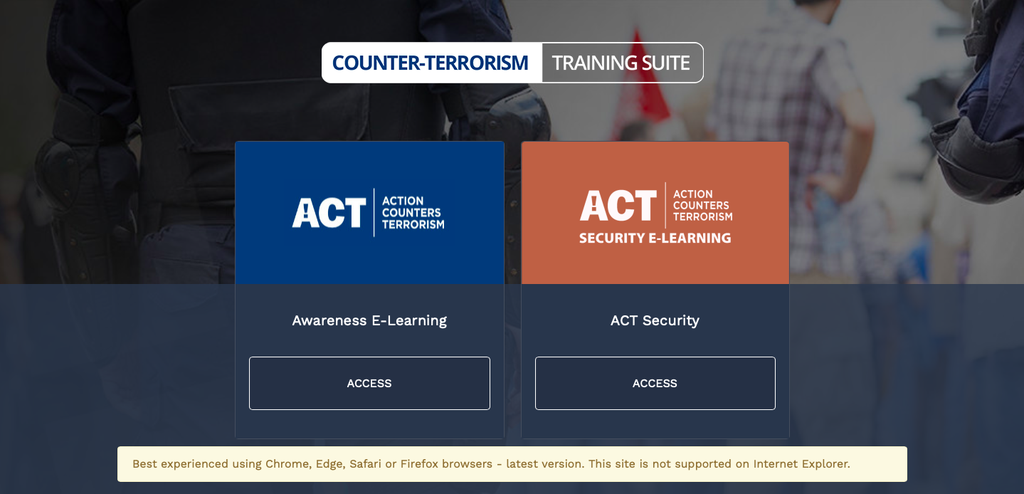 Free ACT Awareness E-Learning - Countering Terrorism, Online Course, Free Course & elearning